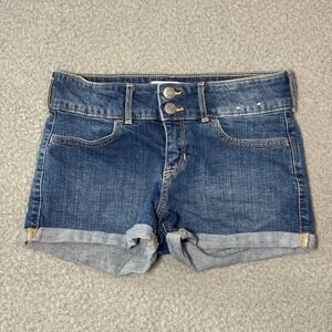 Abercrombie Kids Girls Mid Rise Shortie Denim Shorts Dark Wash Blue Size 11/12